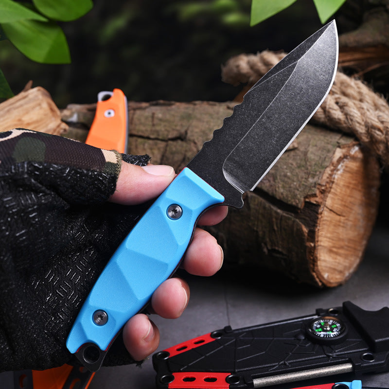 The Trailblazer: Multi-Functional Survival Knife with Compass & Fire Starter