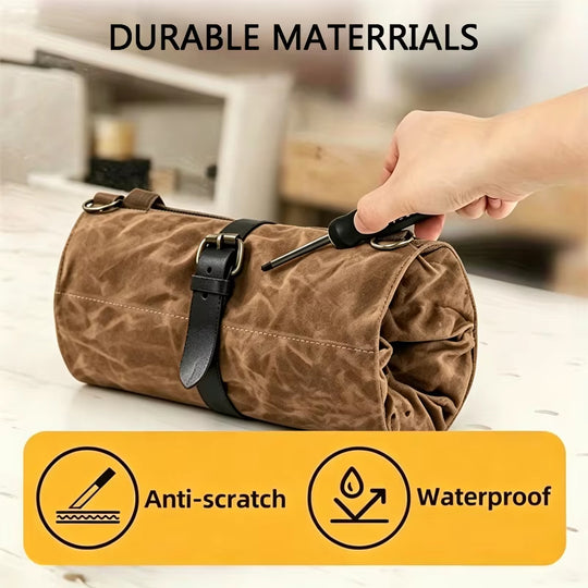 Tool Vault:Large-Capacity Waxed Canvas Tool Roll Bag