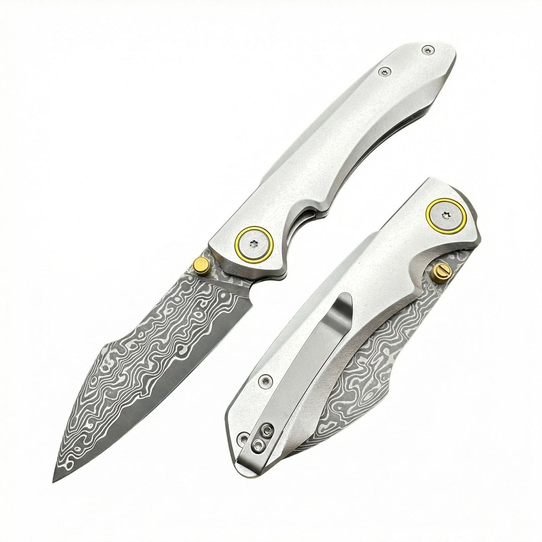 Silver Shark-Lightweight Damascus VG10 EDC Folding Pocket Clip Knife
