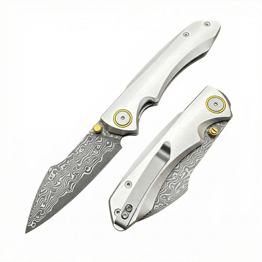 Silver Shark-Lightweight Damascus VG10 EDC Folding Pocket Clip Knife
