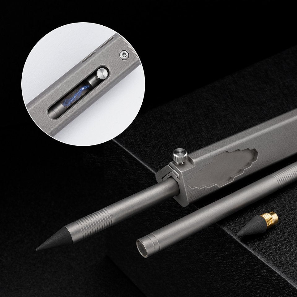 The TriRuler:Titanium Drafting Built-In Mini Pencil EDC Multi-Tool