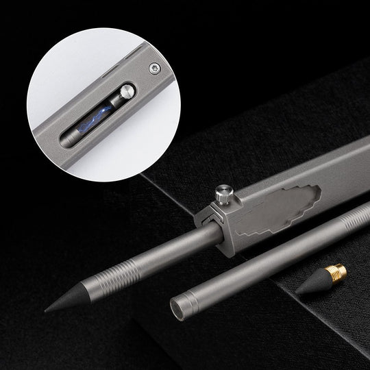 The TriRuler:Titanium Drafting Built-In Mini Pencil EDC Multi-Tool