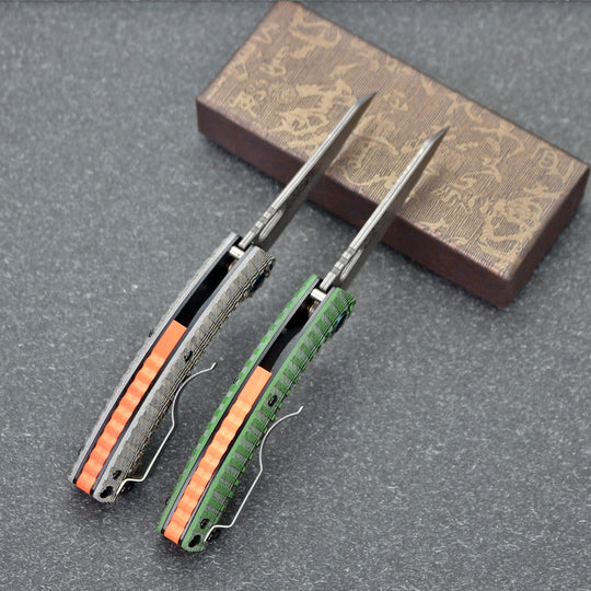 The Dravex:Damascus Steel Pocket EDC Folding Knife with G10 Handle
