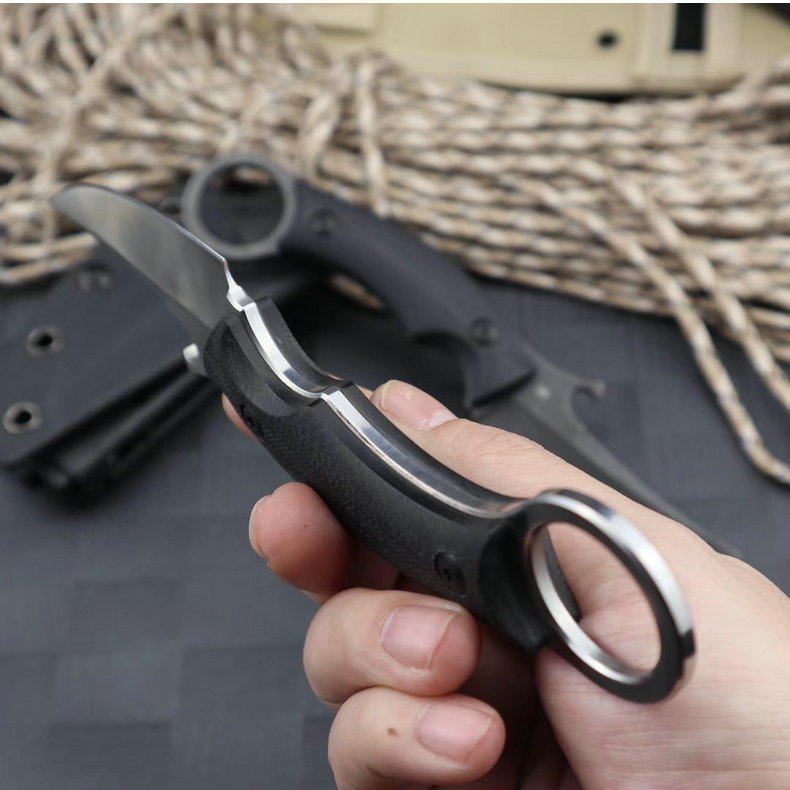 GreyMako:D2 Steel Hawkbill Karambit Outdoor Fixed Blade Survival Knife