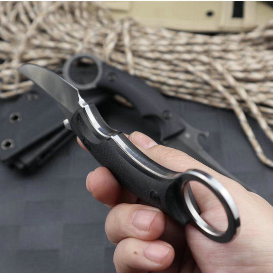 GreyMako:D2 Steel Hawkbill Karambit Outdoor Fixed Blade Survival Knife