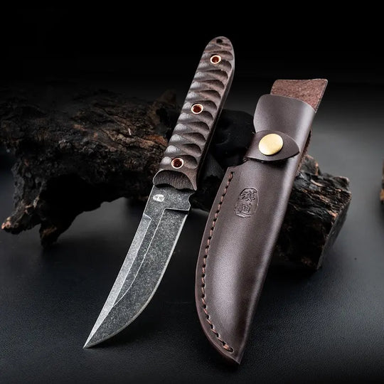 TimberForge Bushcraft Fixed Blade Knife – 5Cr15 Steel Outdoor Survival Knife