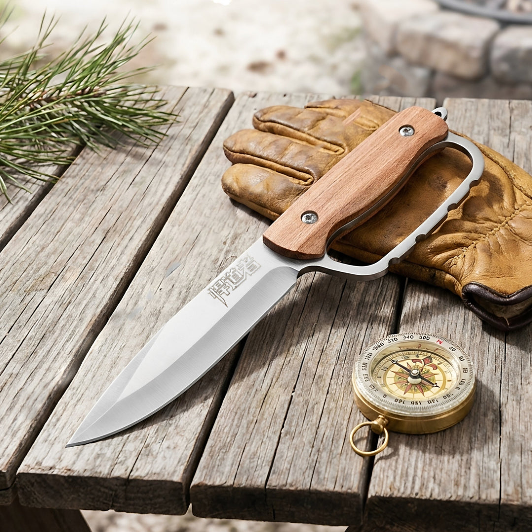 The Stinger-Wooden Carabiner Handle Full Tang EDC Utility Knife