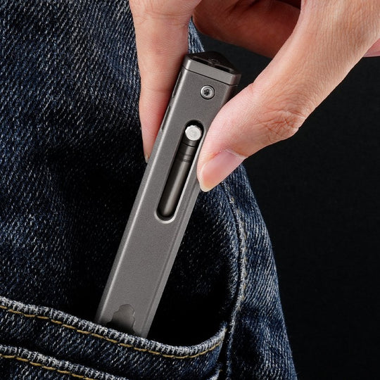 The TriRuler:Titanium Drafting Built-In Mini Pencil EDC Multi-Tool