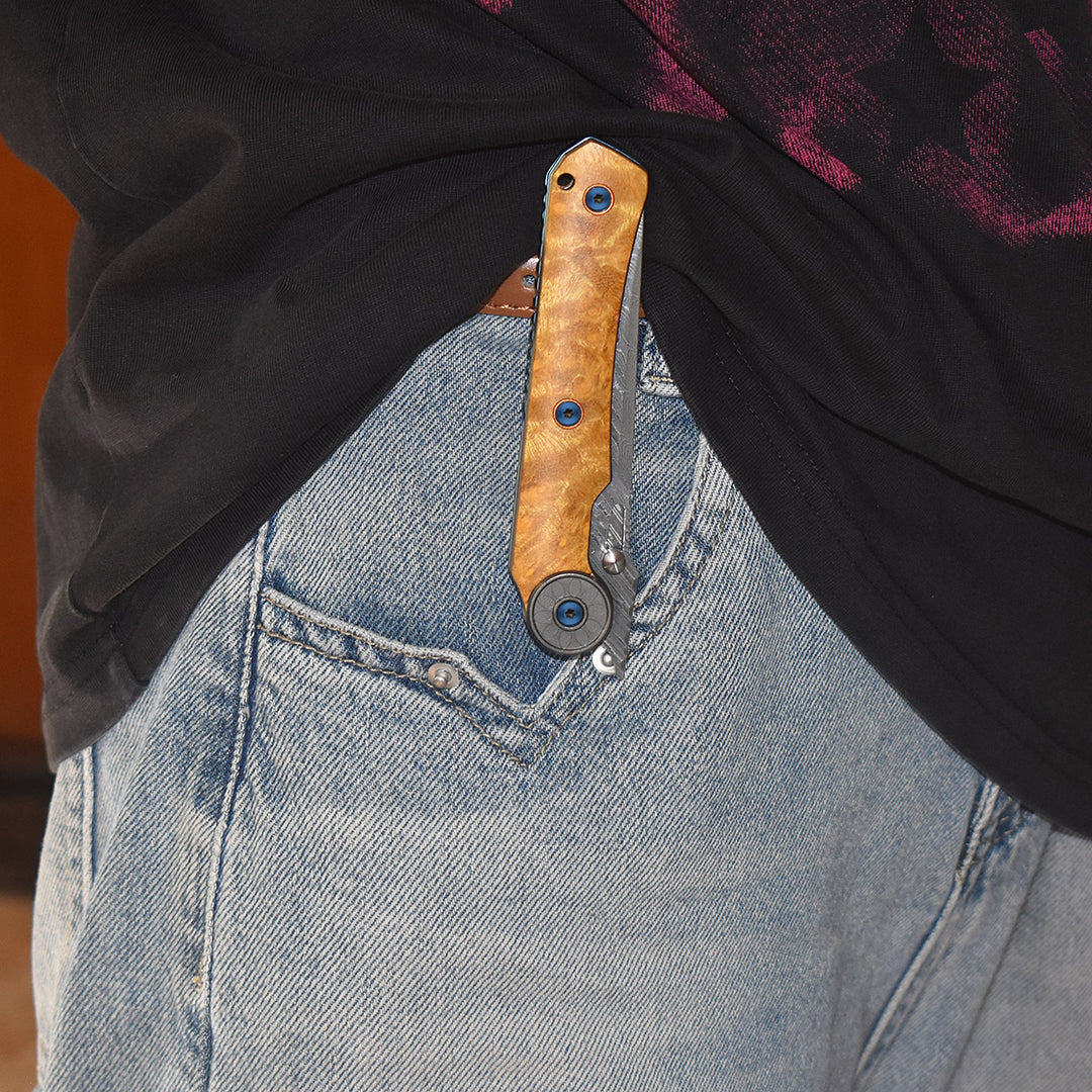 SolarFlame - Damascus EDC Folding Knife