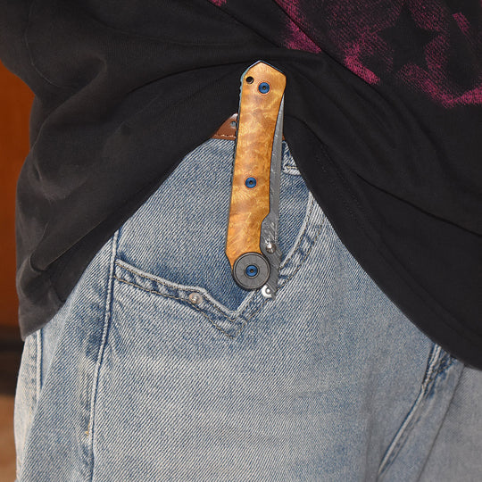 SolarFlame - Damascus EDC Folding Knife