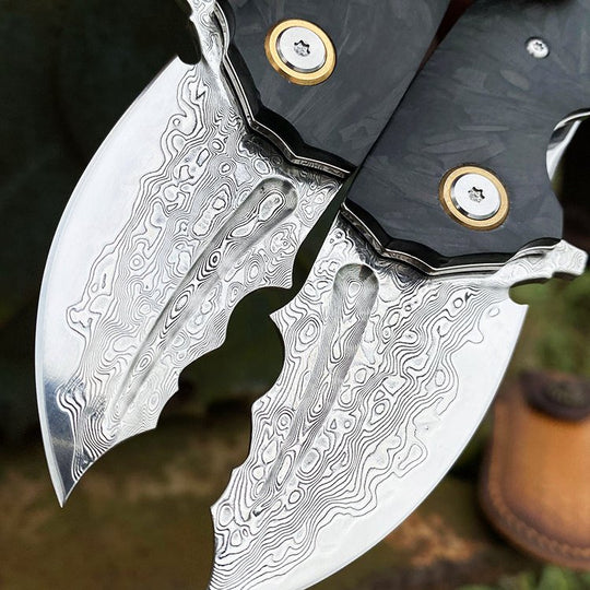 The Eclipse:Damascus Steel Folding Nightglow Pocket EDC Knife