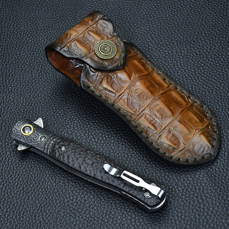 Panther Like:Camping & Self-Defense Damascus Folding EDC Knife