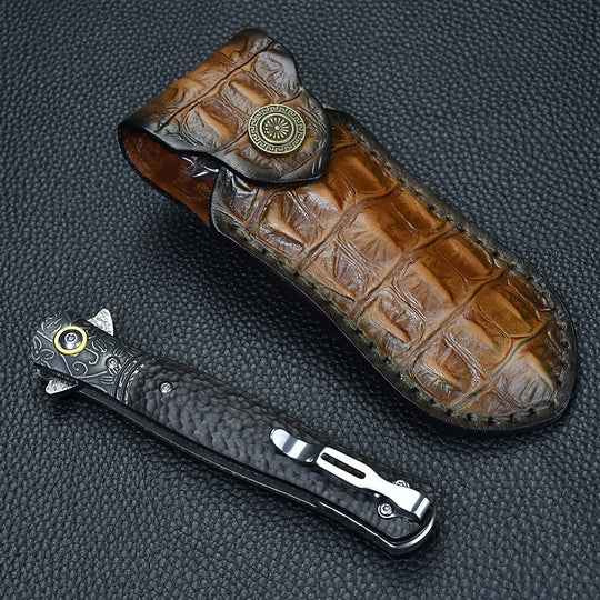Panther Like:Camping & Self-Defense Damascus Folding EDC Knife