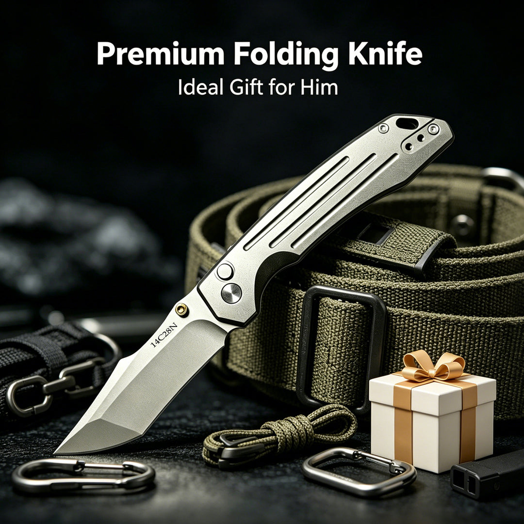 Forest Cheetah:14C28N Steel Button Lock Folding Knife Outdoor EDC Blade