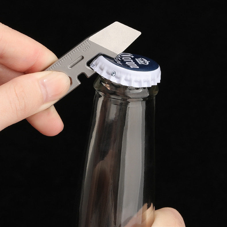 TC07D – Titanium Keychain Tool With Screwdriver, Opener, Ruler & Wrench