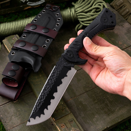 TitanForce D2 Survival Knife — D2 tool steel, survival, tactical, heavy-duty, durable,with K-sheath
