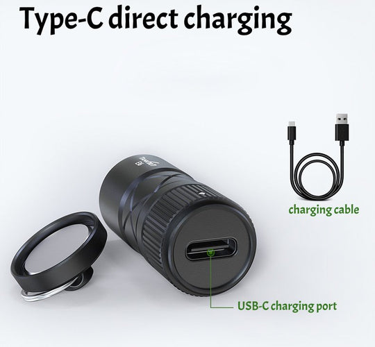 Mini Magnetic LED Flashlight: Direct Charging,Adjustable Focus, Ultra-Portable Light