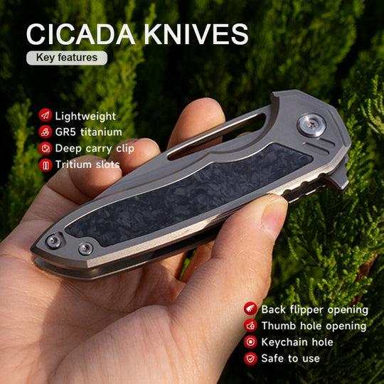 The Cicada Knife: Ti Handle with M390 Blade EDC Knife