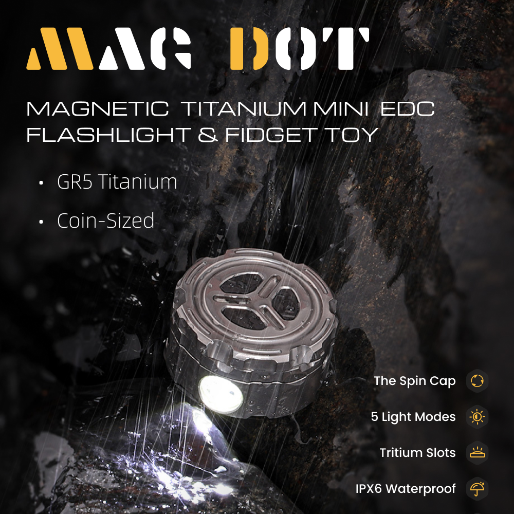 Mag-Dot - Magnetic Titanium Mini EDC Flashlight & Fidget Toy