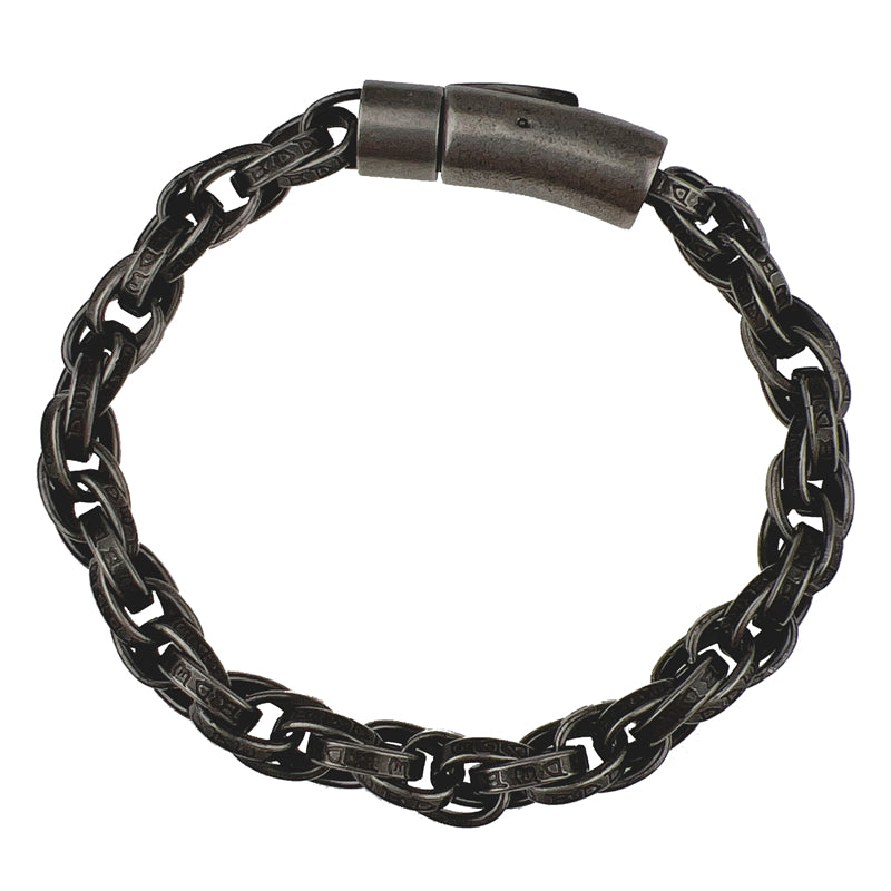 Vintage Six-Character Mantra Twisted Dragon Bone Titanium Steel Bracelet.