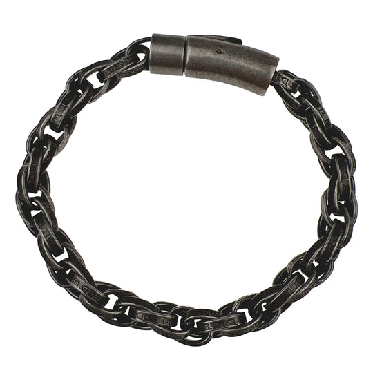 Vintage Six-Character Mantra Twisted Dragon Bone Titanium Steel Bracelet.