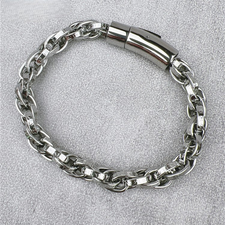 Vintage Six-Character Mantra Twisted Dragon Bone Titanium Steel Bracelet.