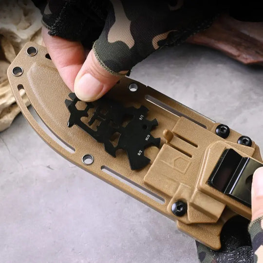 TrailForge Multi-Tool Survival Knife – Outdoor Camping Knife with Fire Starter & Tool Card