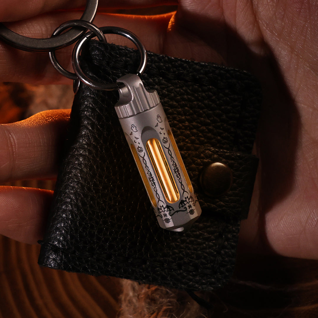 NoxTi Tritium Keychain — Halloween Limited Edition | Exclusive Halloween Pattern & Orange Glow
