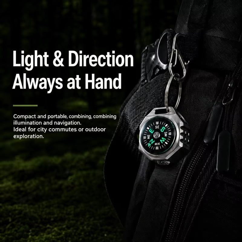 Polaris:Titanium Tri-Color EDC Flashlight with Built-In Compass