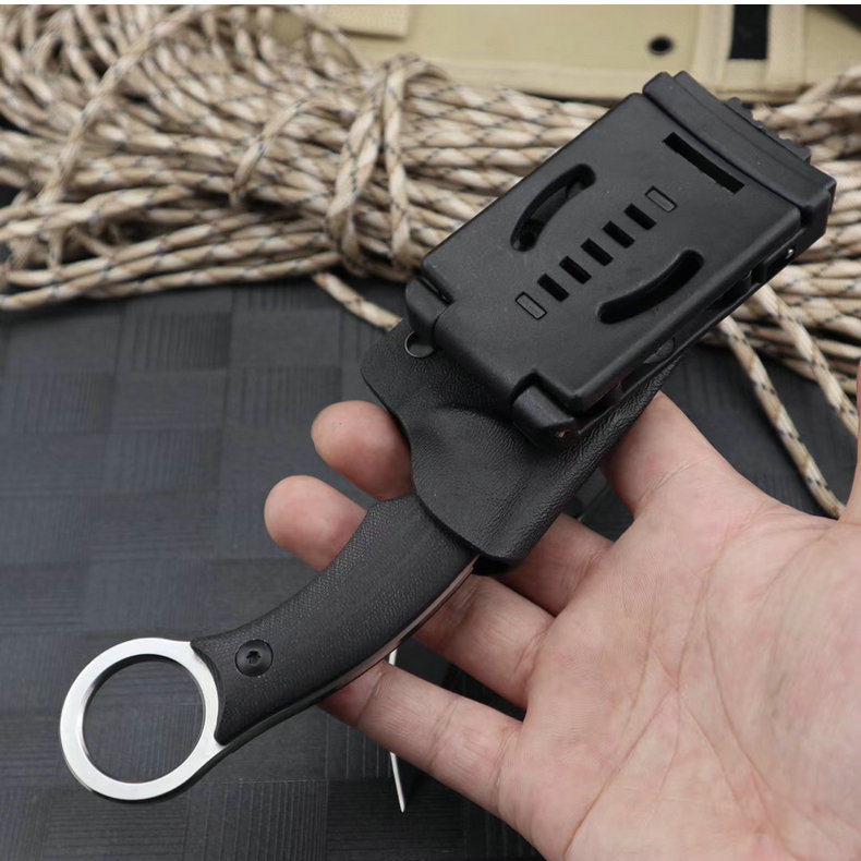 GreyMako:D2 Steel Hawkbill Karambit Outdoor Fixed Blade Survival Knife