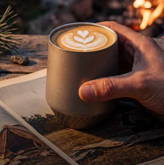 The LUMA:Pure Titanium Hammered Insulated Cup