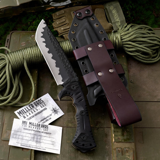 TitanForce D2 Survival Knife — D2 tool steel, survival, tactical, heavy-duty, durable,with K-sheath