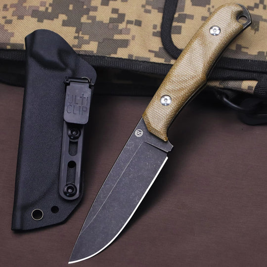 The Ravik:D2 Steel Minimalist Fixed Blade EDC Knife
