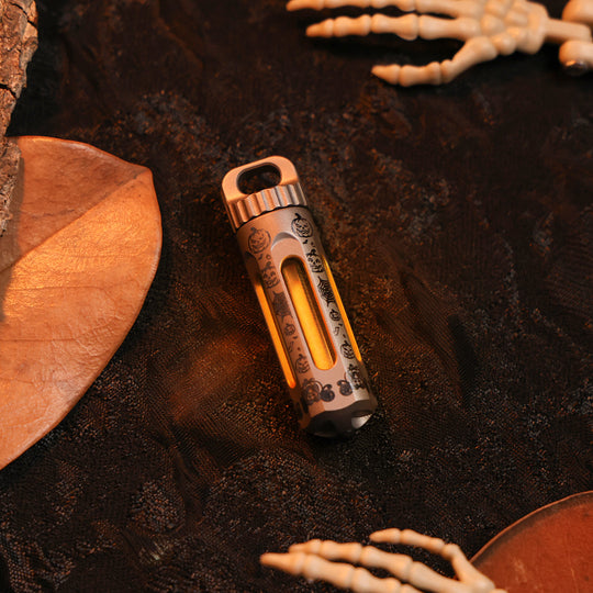 NoxTi Tritium Keychain — Halloween Limited Edition | Exclusive Halloween Pattern & Orange Glow