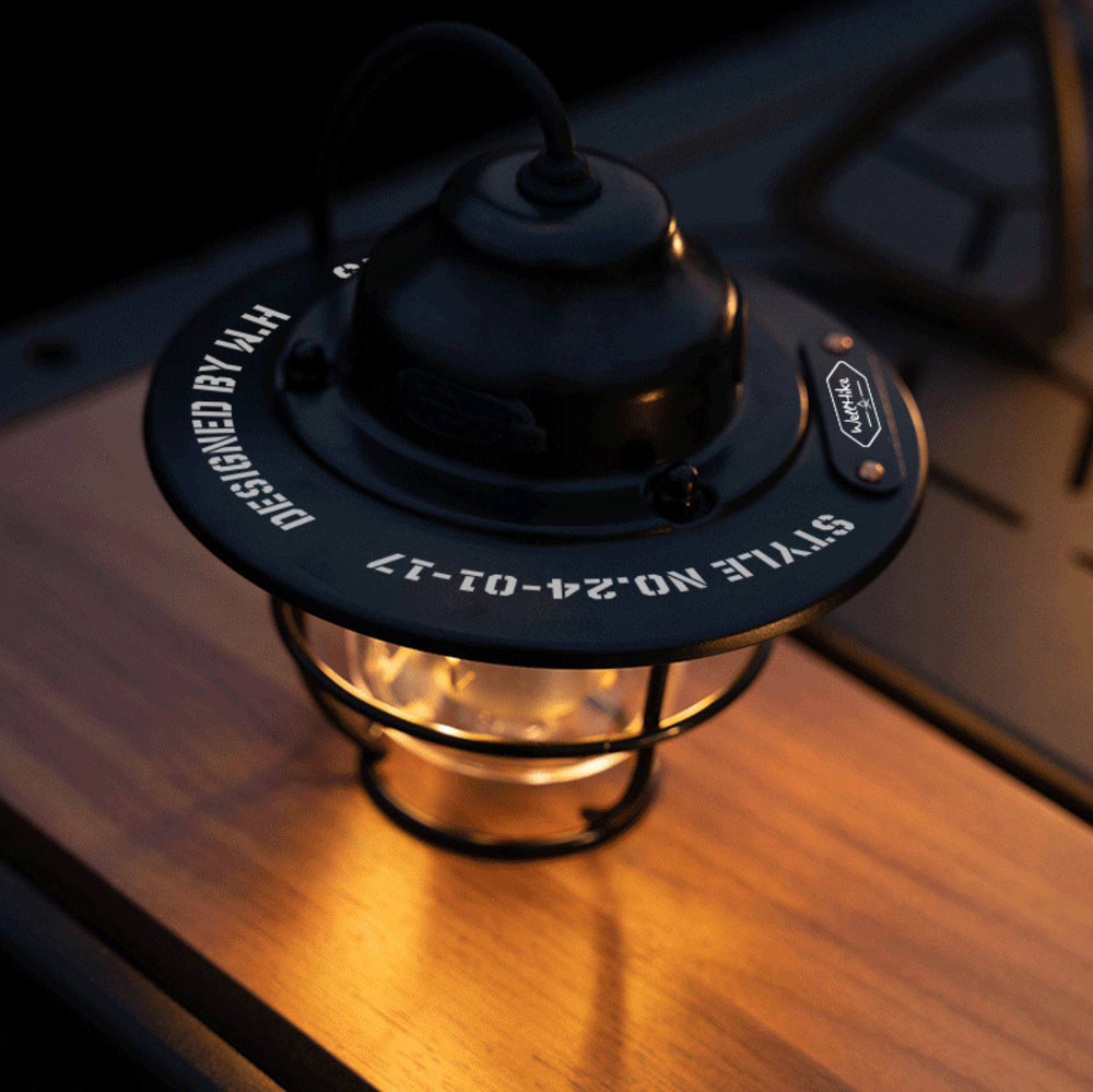 PineGlow - Vintage Rechargeable Lantern With 80H Battery For Camping Ambiance.