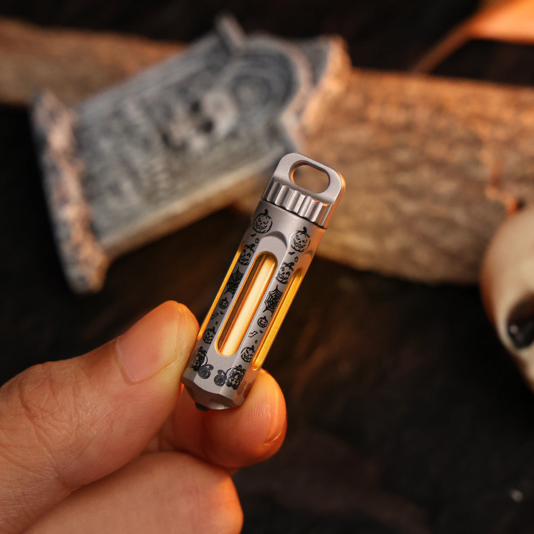 NoxTi Tritium Keychain — Halloween Limited Edition | Exclusive Halloween Pattern & Orange Glow