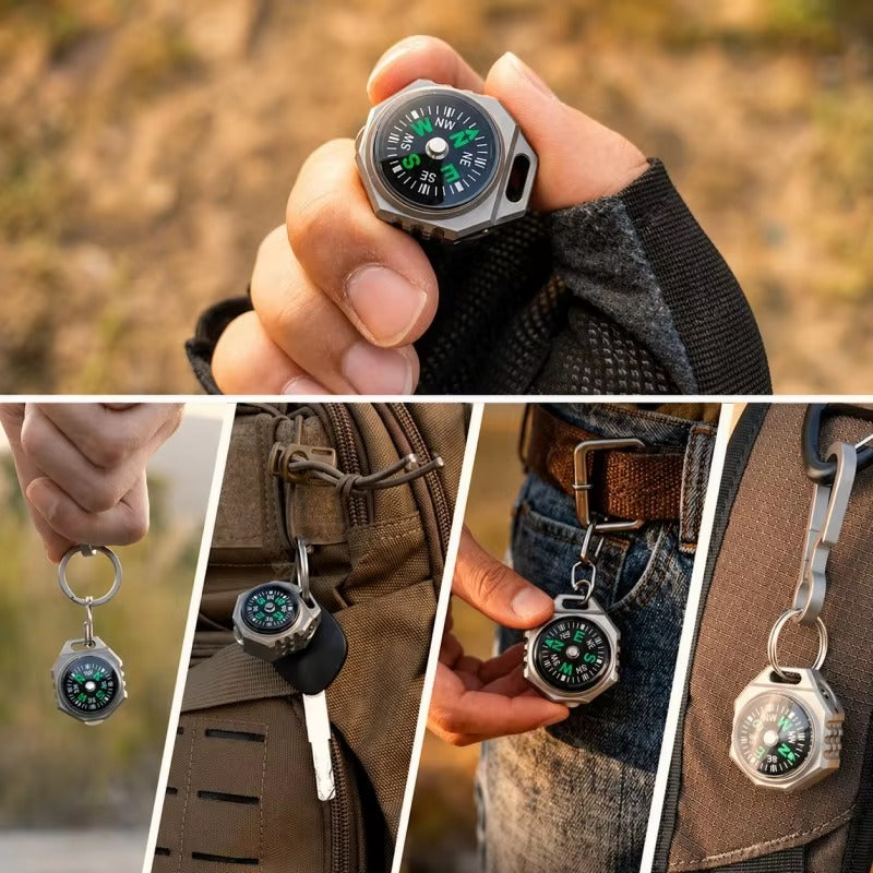 Polaris:Titanium Tri-Color EDC Flashlight with Built-In Compass