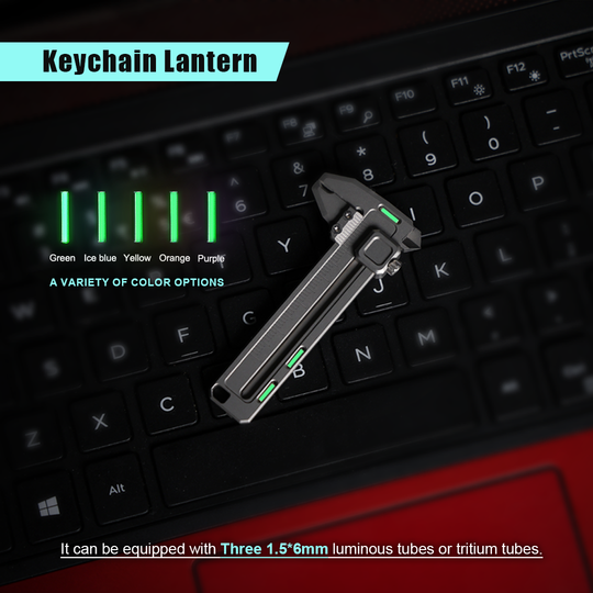 TiCal Pro - Sandblasted Titanium Mini Caliper for Keychain Lantern.