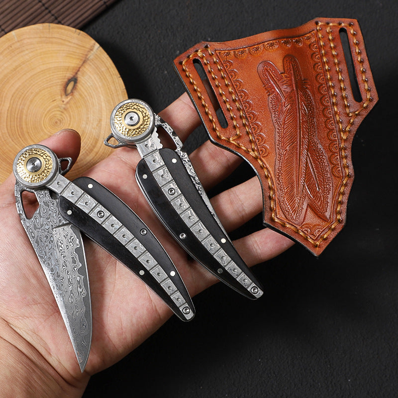 Maple Blade : Handmade Damascus Steel Folding Pocket Knife