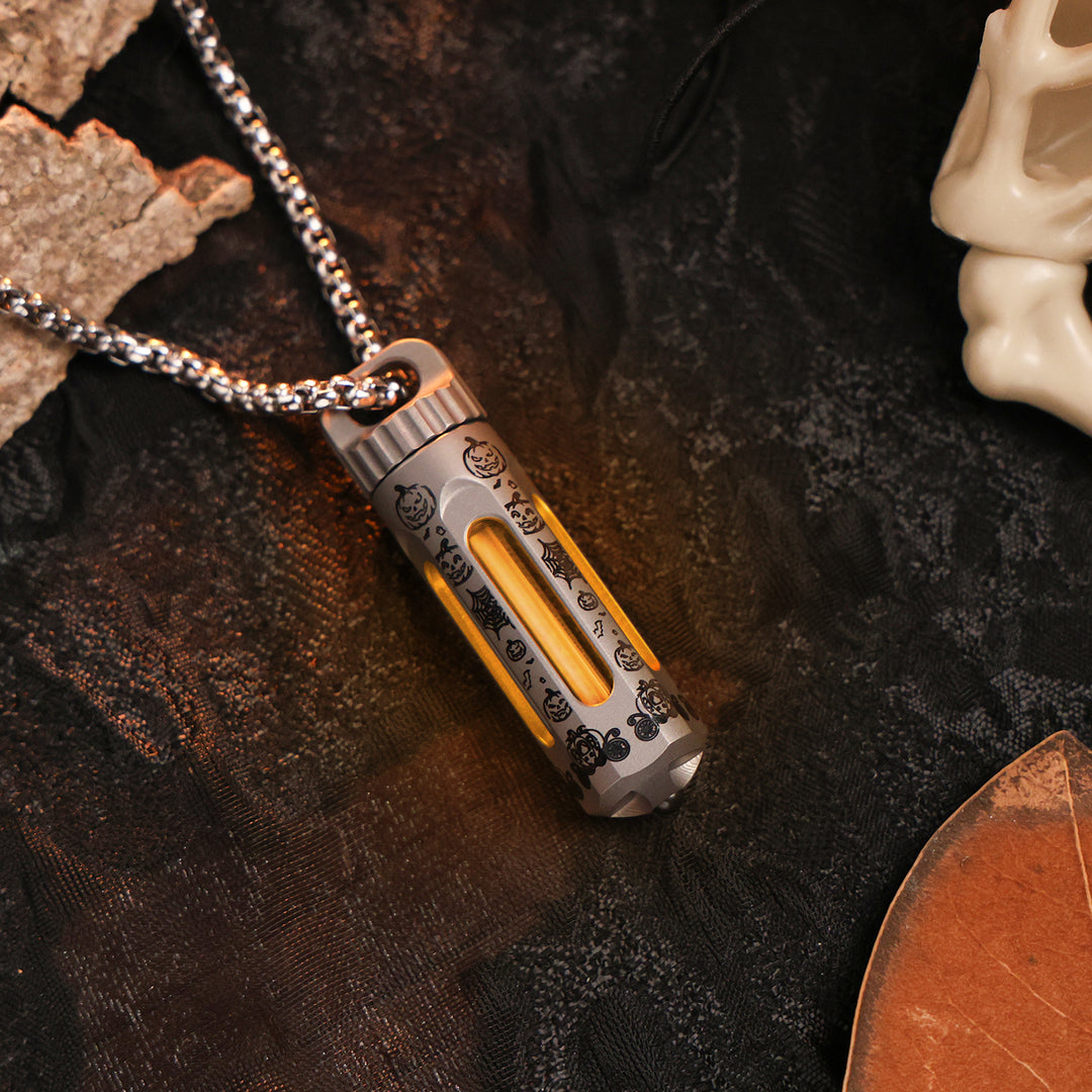 NoxTi Tritium Keychain — Halloween Limited Edition | Exclusive Halloween Pattern & Orange Glow
