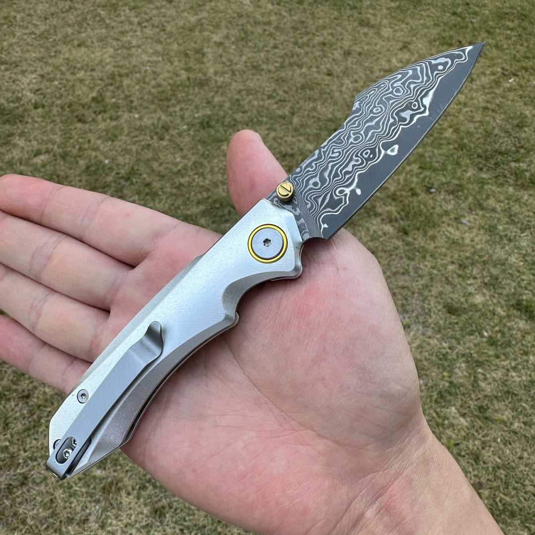 Silver Shark-Lightweight Damascus VG10 EDC Folding Pocket Clip Knife