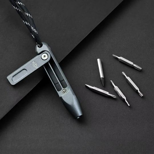 The Maestro:Titanium EDC Screwdriver Tool Featuring 8 Interchangeable S2 Steel 4mm Bits