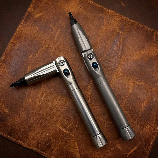 The Zyvro:Titanium 1/4" Folding L-Shape Spinner Ratchet Screwdriver