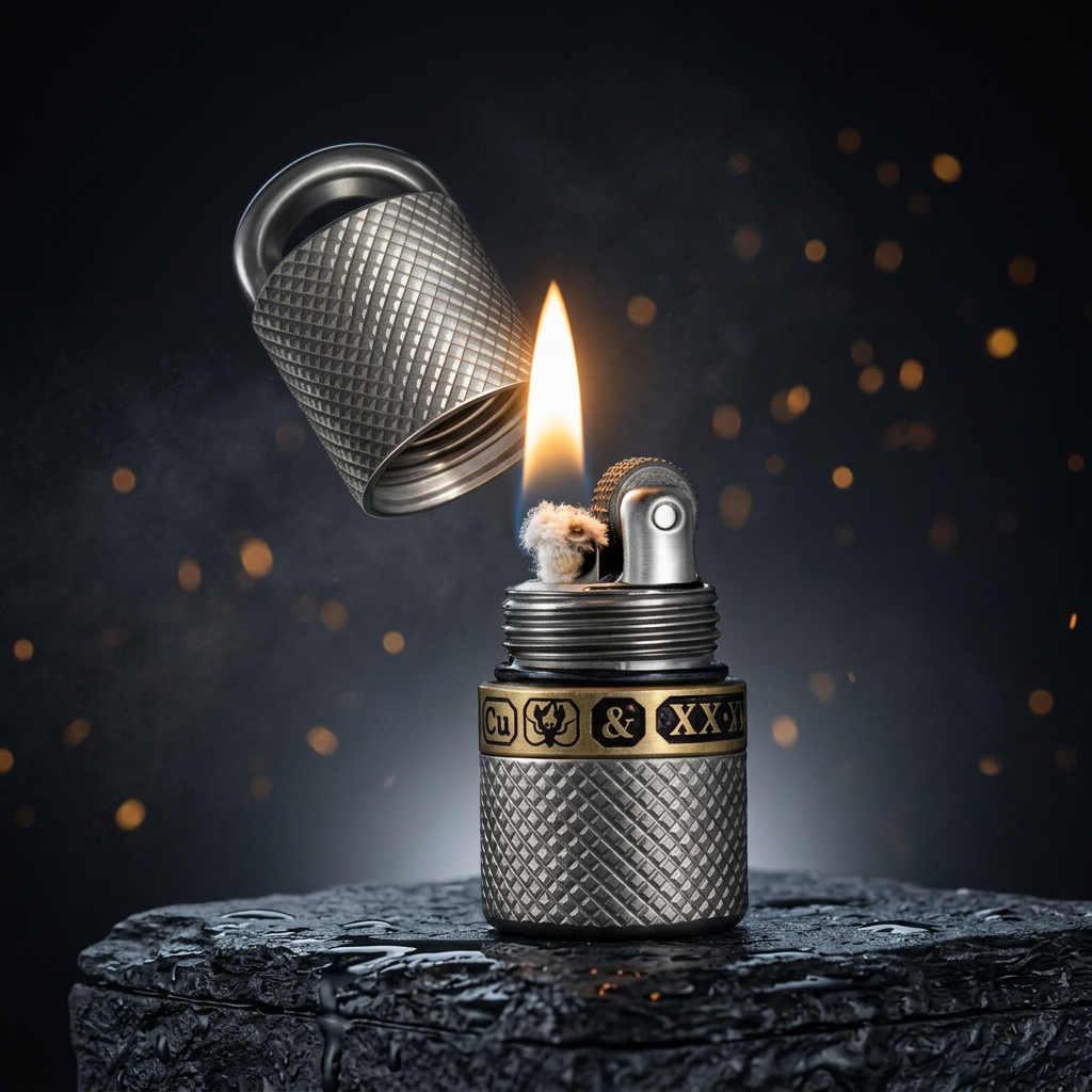 The Spark Vault:Titanium & Copper Mini Oil Lighter