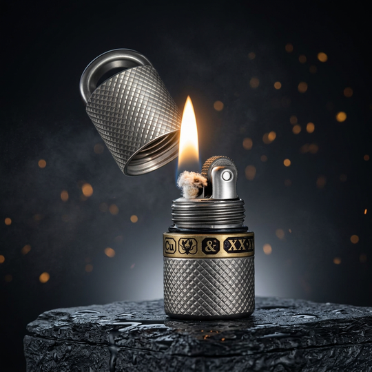 The Spark Vault:Titanium & Copper Mini Oil Lighter