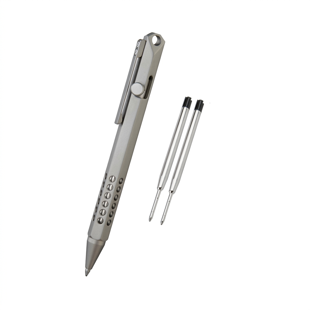 The Ink Bolt:Titanium Hex Bolt-Action Gel Pen