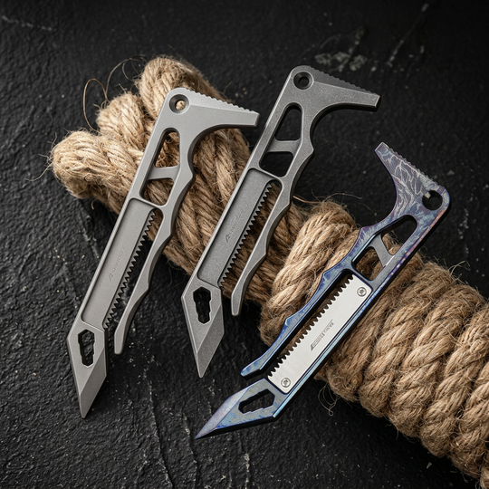 The Auron:Titanium Multi-Function Pry Bar EDC Rescue Tool