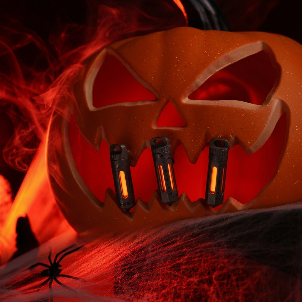 NoxTi Tritium Keychain — Halloween Limited Edition | Exclusive Halloween Pattern & Orange Glow