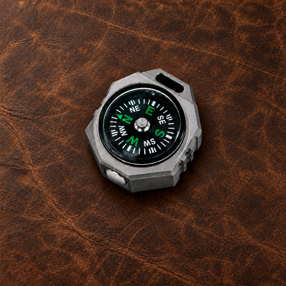 Polaris:Titanium Tri-Color EDC Flashlight with Built-In Compass
