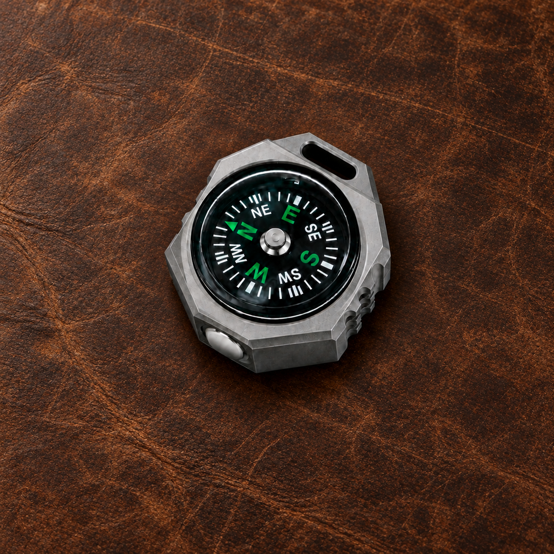 Polaris:Titanium Tri-Color EDC Flashlight with Built-In Compass